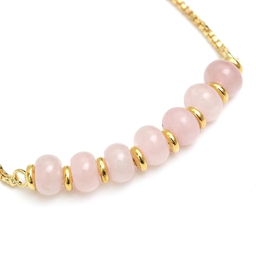 Miniatura 6 de Gempires Natural Rose Quartz Bolo Bracelet - Adjustable Bracelet for Women with Smooth Beads and Gold Plating (Rose Quartz)
