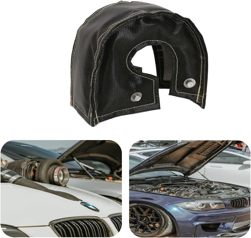 T4 Turbo Blanket Heat Shield cover wrap for Turbocharger with Fastener Springs (black)