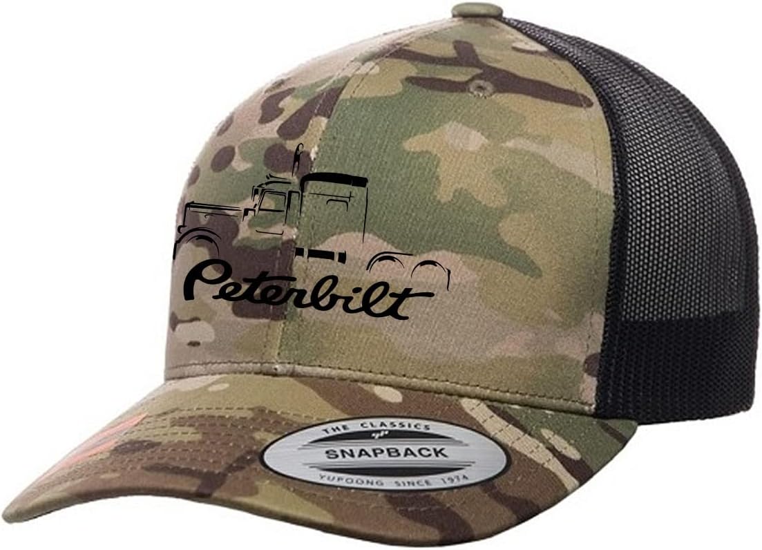 Peterbilt 389 Semi Truck Fully Embroidered YP 6606 Snapback Trucker Fitted Cap