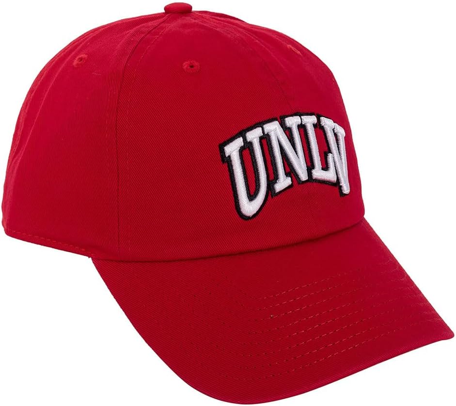 Desert Cactus University of Nevada Las Vegas Baseball Hat UNLV Rebels Brimmed Embroidered Cap Adjustable Cloth Strap Adult (Style A) Red