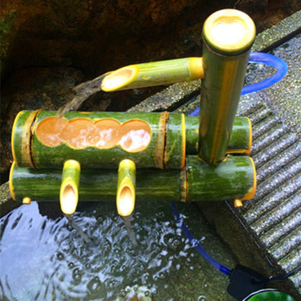 Bambusowa pompa do fontanny dla ptaków, pompa do fontanny dla ptaków, zestaw do basenów dla ptaków, 60 cm