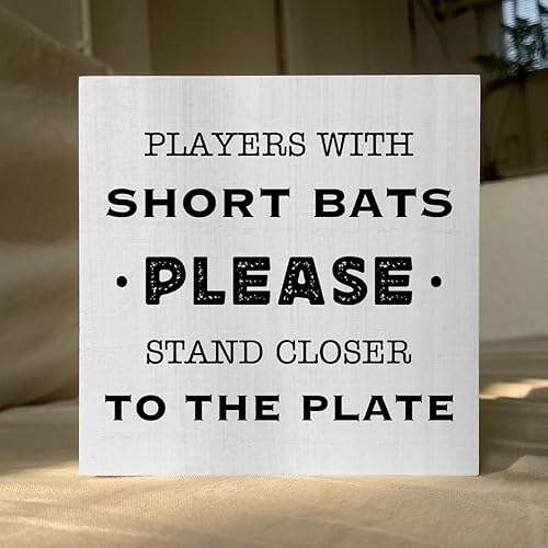 Miniatura 5 de ENGVZ Country Players with Short Bats - Cartel de madera con diseño de murciélagos cortos, estilo rústico de granja, placa de bloque de madera de 5