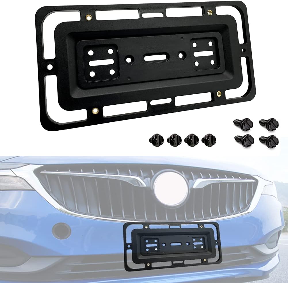 Neyyuse Universal Front/Back License Plate Tag Holder Mounting Mount, Bumper Bracket,License Plate Bumper Bracket for All Type AUTO CAR Truck Van SUV Trailer CAR New (4 Screws 4 Bolts- Included)