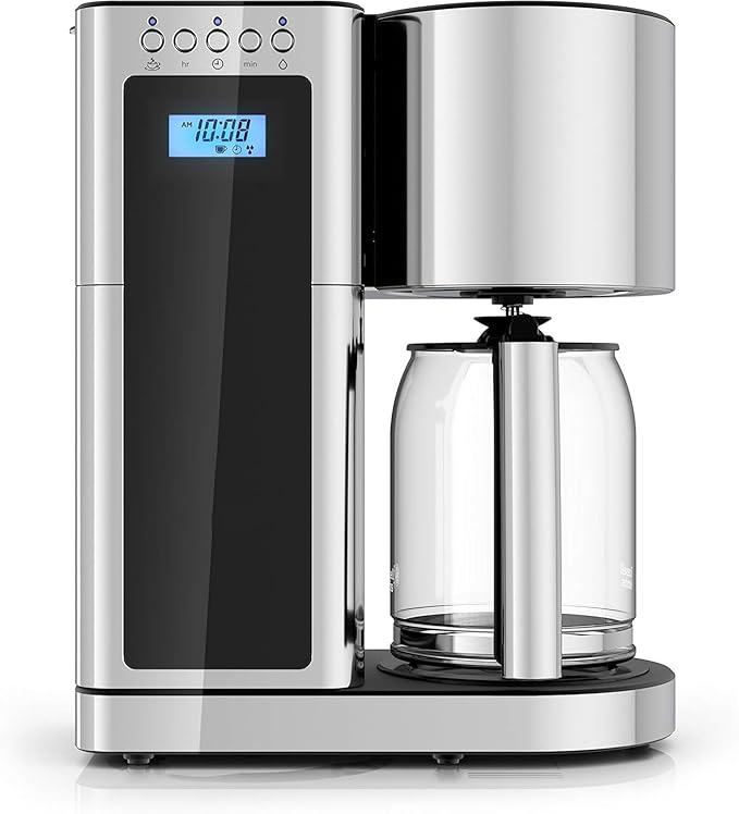 Cafetera de Goteo Programable 8 Tazas, Acero Inoxidable y Negro, Temporizador Automático miniatura 8