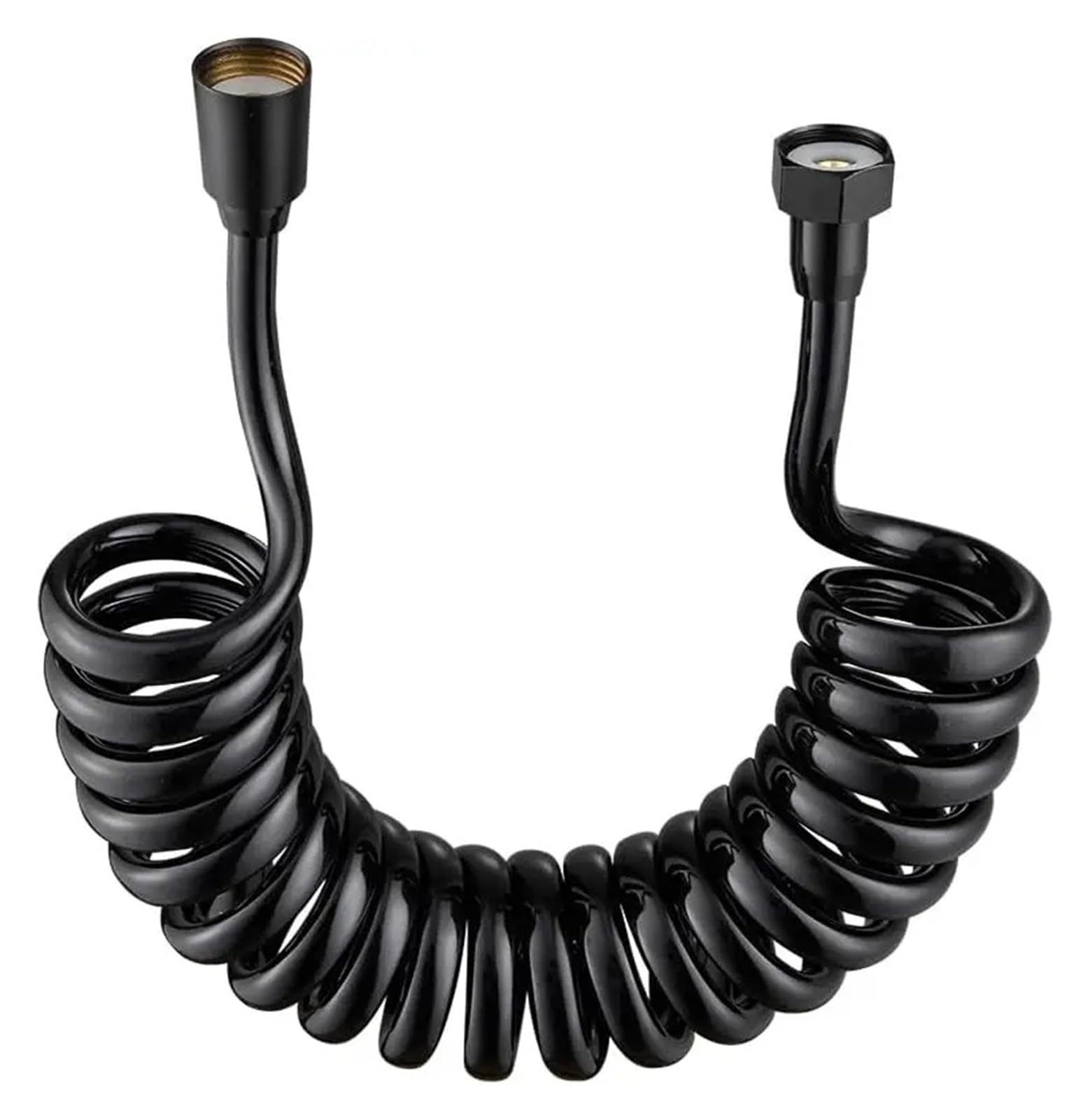 Manguera de ducha retráctil de 1,5 a 5 m, tubo de agua flexible en espiral para cabezales de ducha y rociadores de bidé, tubo de fontanería extensible G1/2 (negro, 2 m)