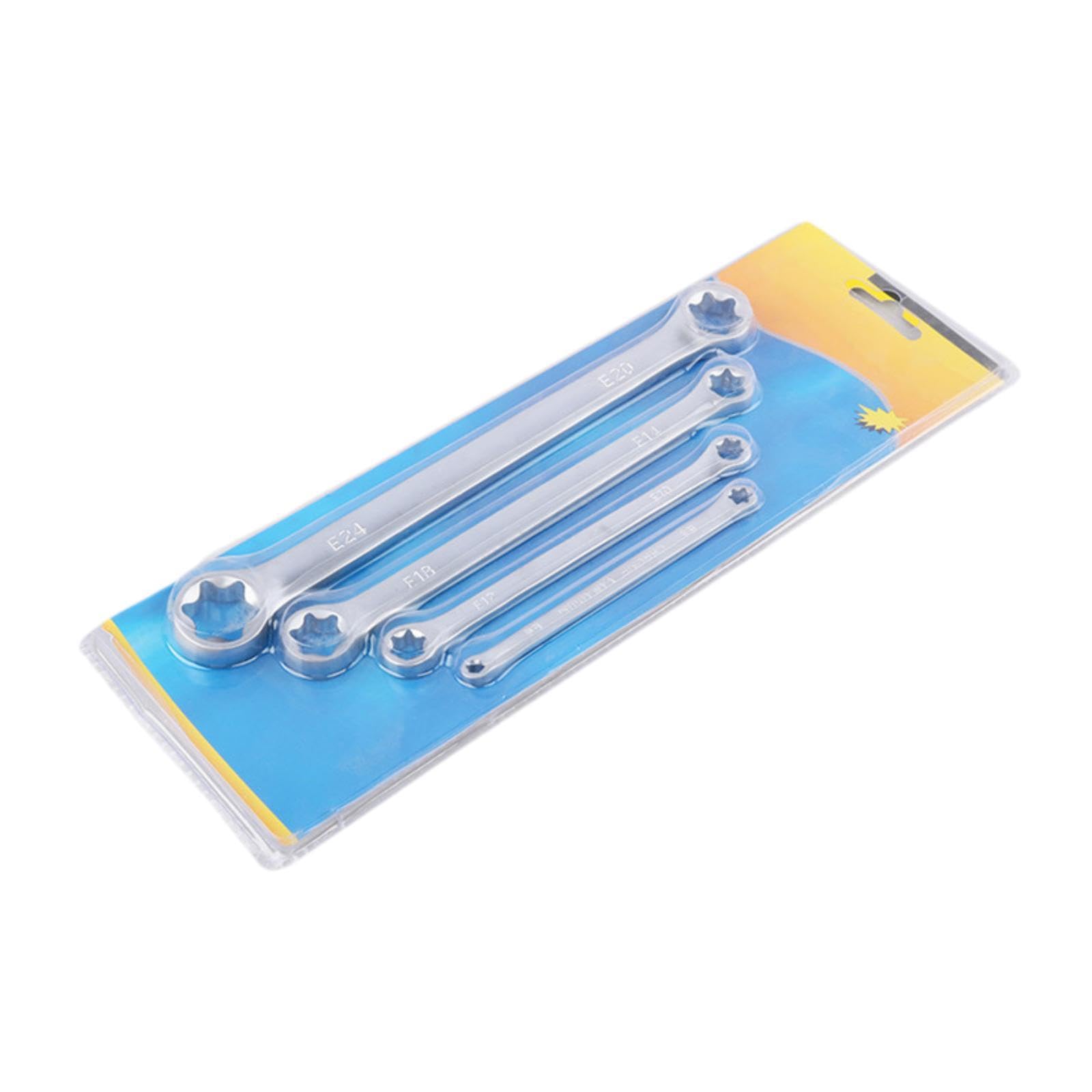 4 Pezzi Chiave a Bussola Set Chiavi Doppia Testa Chiave Box Manico Prolungato Attrezzi Realizzate in Acciaio Resistente Robuste Contro La