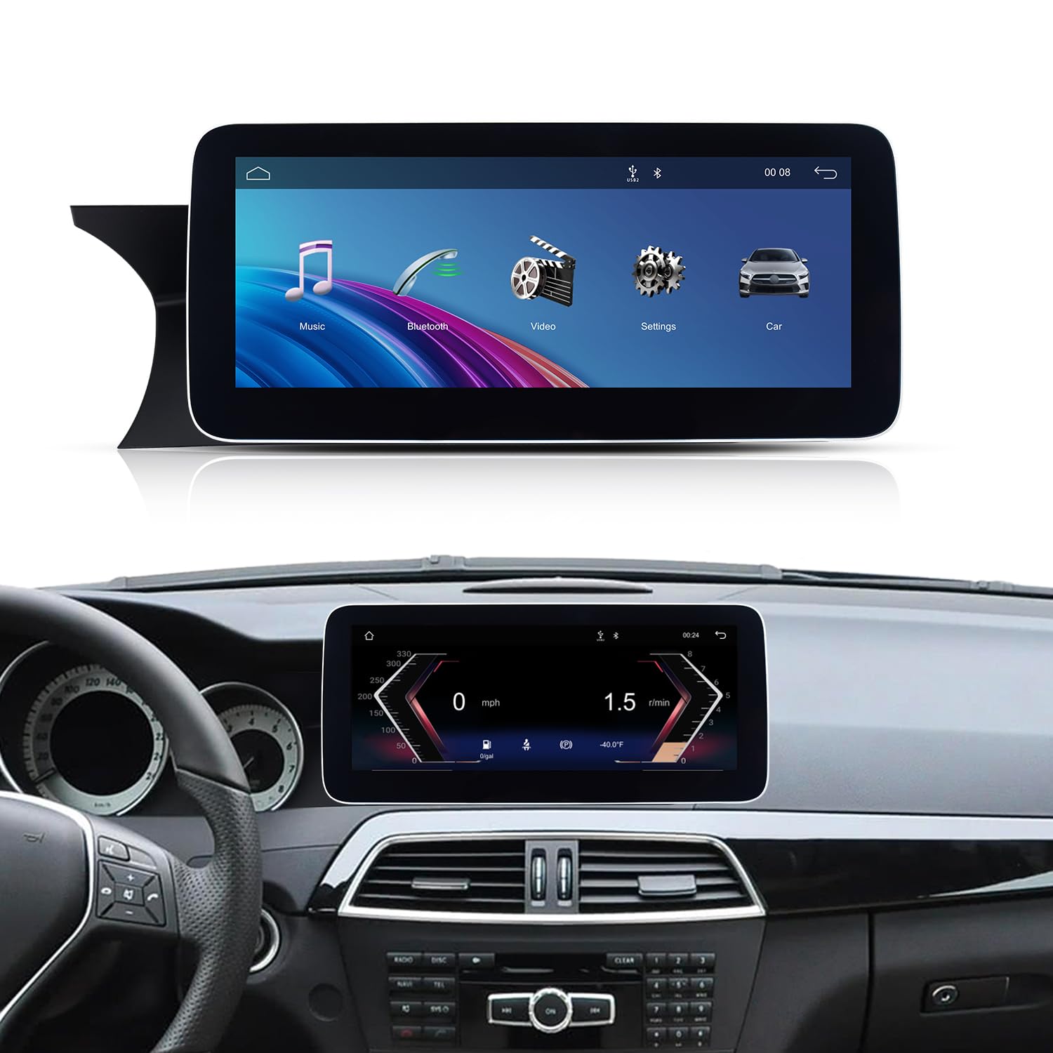 Android AUTO for Mercedes Benz C Class W204 NTG4.5 from 2011 to 2014 Multimedia Player Auto Radio Bluetooth GPS Carplay 4G WiFi Linux System