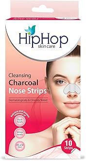 HipHop Skincare Hiphop Skin Care Cleansing Charcoal Nose Strips (10 Strips), Blackheads, Whiteheads Remover, Pore Cleanser, With Natural Extracts, For Women, All Skin Types