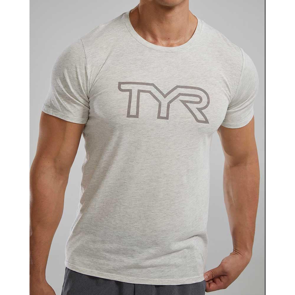 TYR Unisex Ultrasoft Lekka koszulka z krótkim rękawem z dużym logo Tech Tri Lg UX, Ash Heather, L, Ash Heather, L