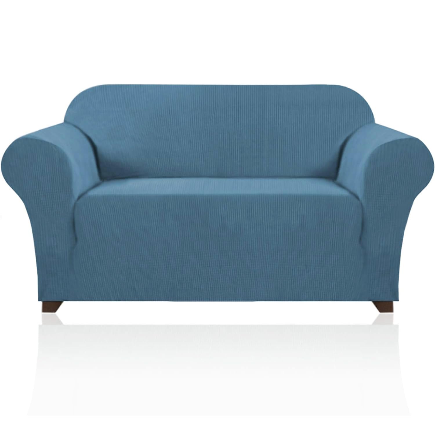 PrinceDeco Stretch Loveseat Sofa Cover Slipcover Couch Cover for 2 Cushion Sofa Washable Sofa Cover for Pets Friendly Furniture Protector Covers with Non Slip Bottom(Loveseat, Dusty Blue)