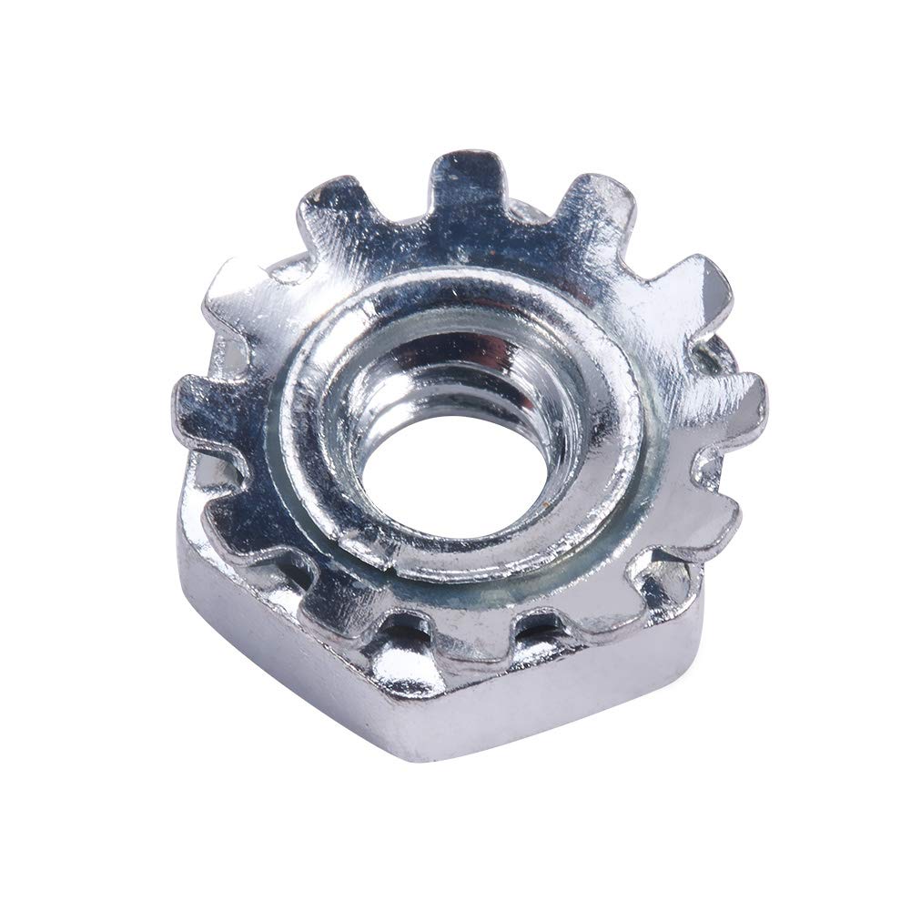 MroMaxMroMax 6#-32 K-Lock Nuts, UNC Silver Zinc Plated Carbon Steel Keps Lock Nuts for Hardware Fastening Accessories in Machinery, Furniture, Electrical Appliances, 100Pcs