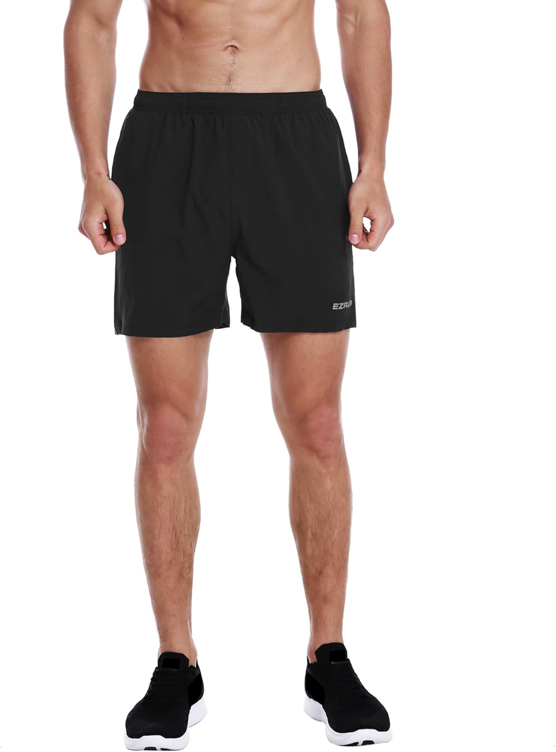 EZRUN Men's 5 Inches Running Workout Shorts Quick Dry Lightweight Athletic Shorts with Liner Zipper Pockets