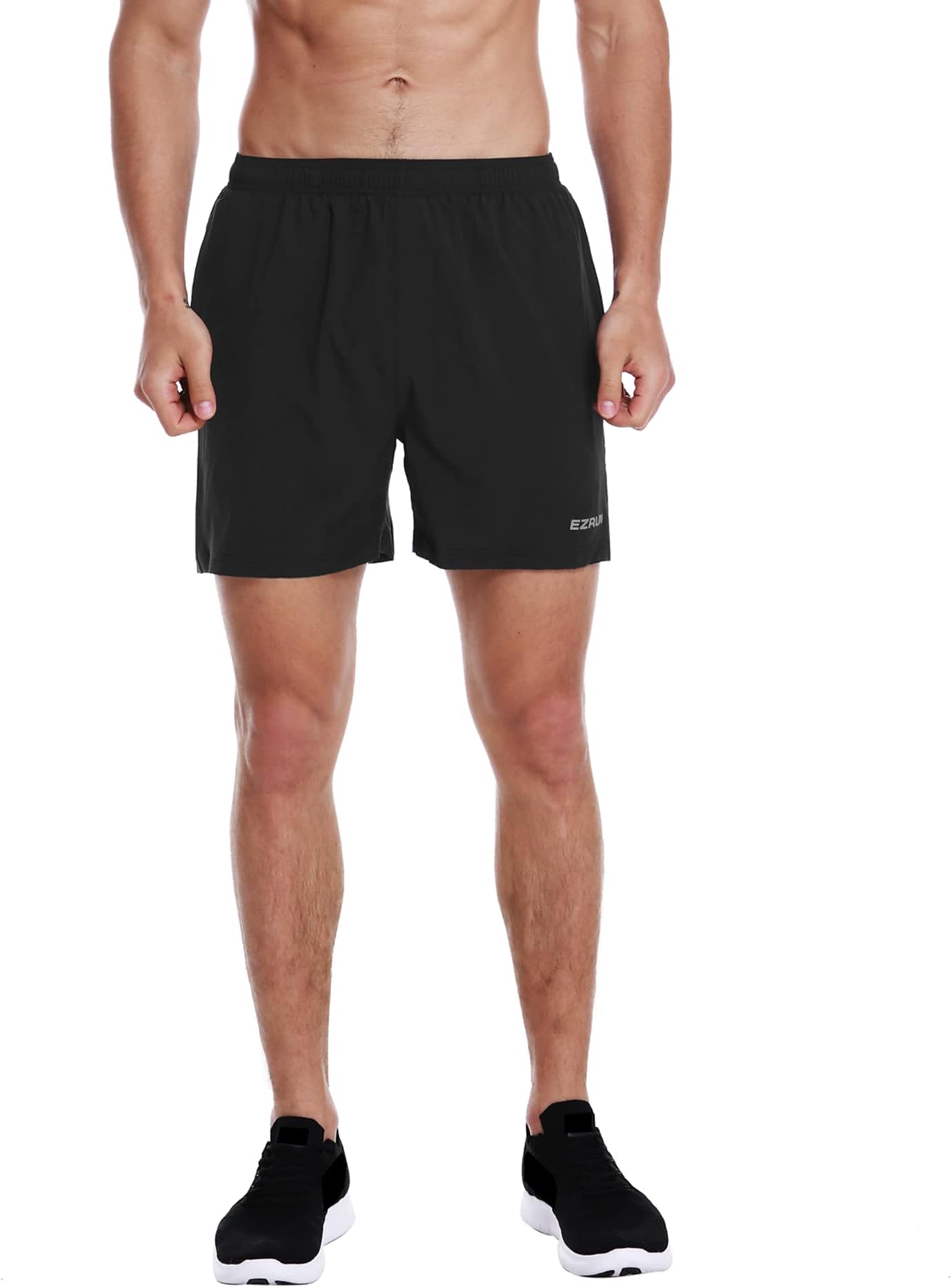 EZRUN Men's 5 Inches Running Workout Shorts Quick Dry Lightweight Athletic Shorts with Liner Zipper Pockets