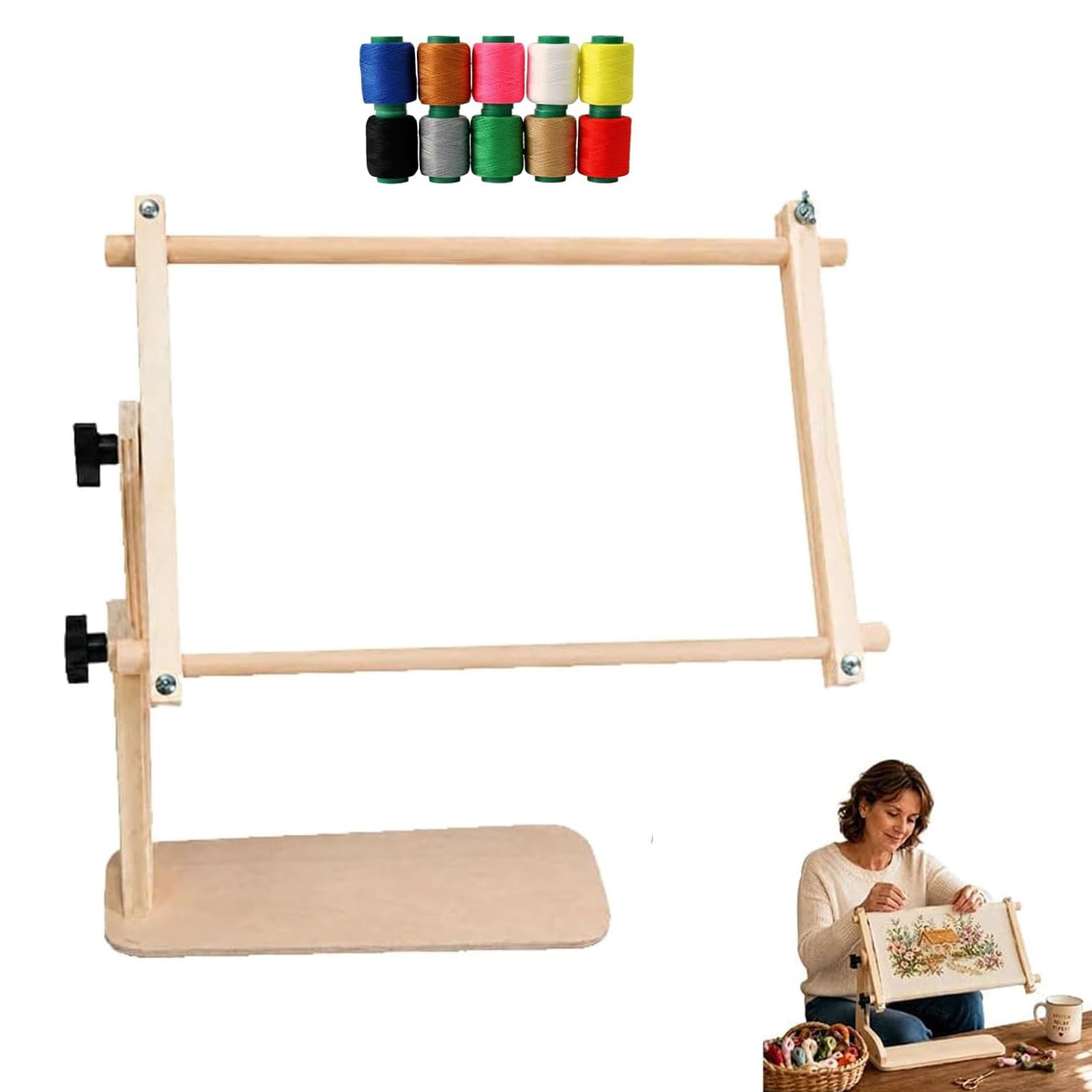 Adjustable Tabletop Embroidery Stand,Needlepoint Lap Rack,Embroidery Hoop Stand Adjustable Hands-Free Needlework Holder,Needlework Hoop Holder Scroll Frame Craft Stand (S)