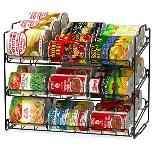 Deco Brothers Stackable Can Rack Organizer for Kitchen and Pantry, 3 Tier, Black