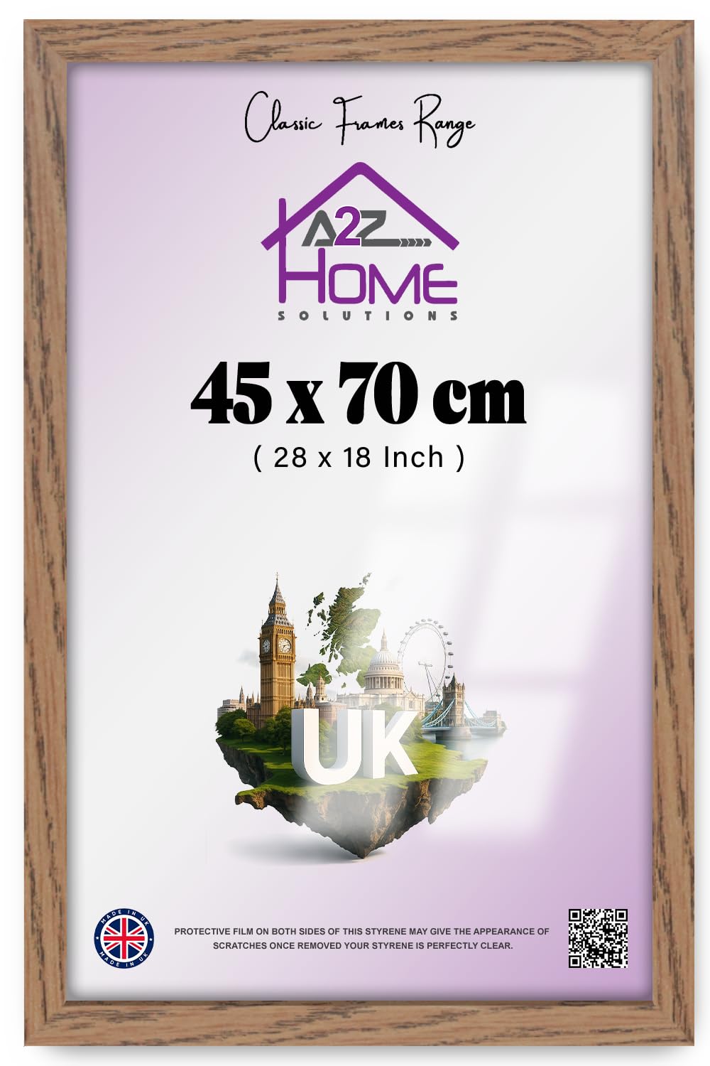 A2z Home Solutions Dark Oak A2z Chic Picture Poster Frame 45X70cm (28X18 Inch), Eton Wood With Hanging Clips, Perspex Front, Wall & Table Display, Portrait Or Landscape - For Home & Office