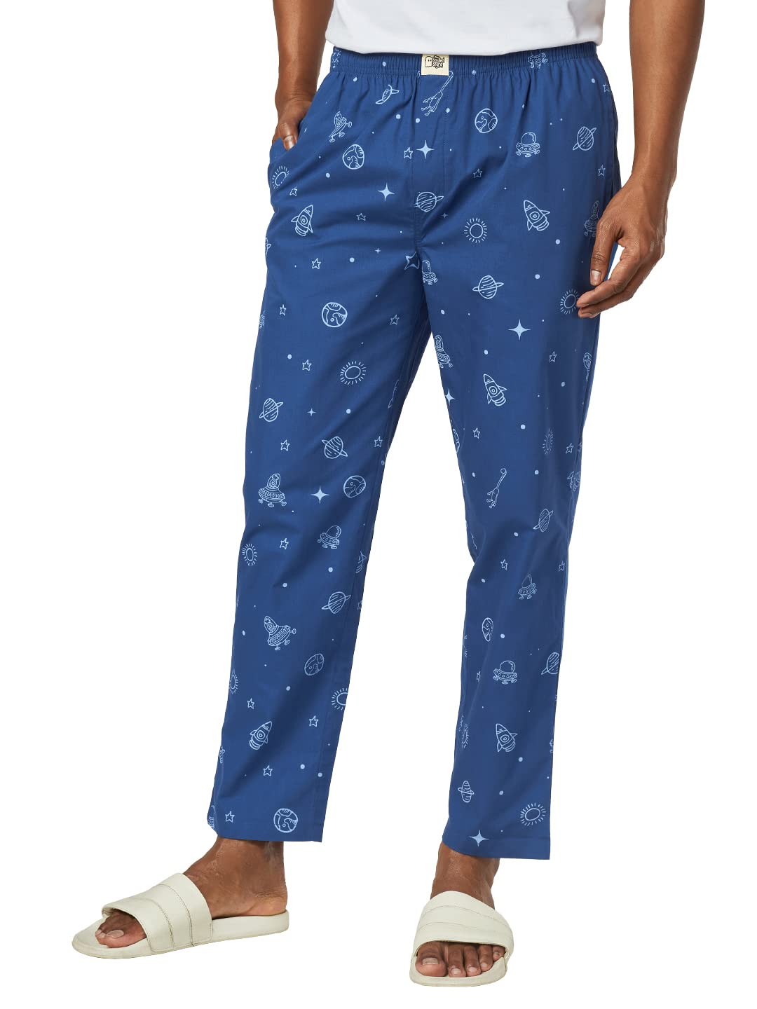 The Souled StoreMen Space Pattern Blue Printed Pajamas