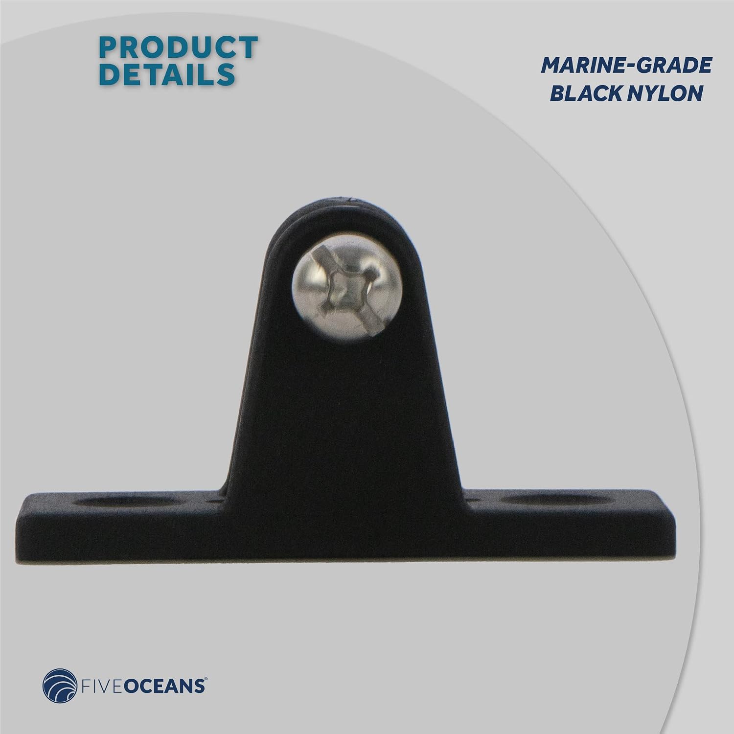 Five Oceans Bimini Top Hardware - Marine Bimini Top 90 Degree Deck Hinge with Screw Pin, Black Nylon Bimini Top Mounting Hardware - FO3847