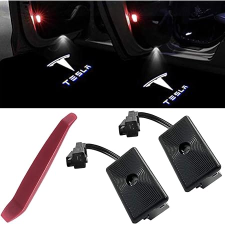EastFly Never Fade Ultra-Bright Led Puddle Door Lights Logo Projector Light for Tesla Model 3 Model S Model X Model Y(1. Emblem with Letter)