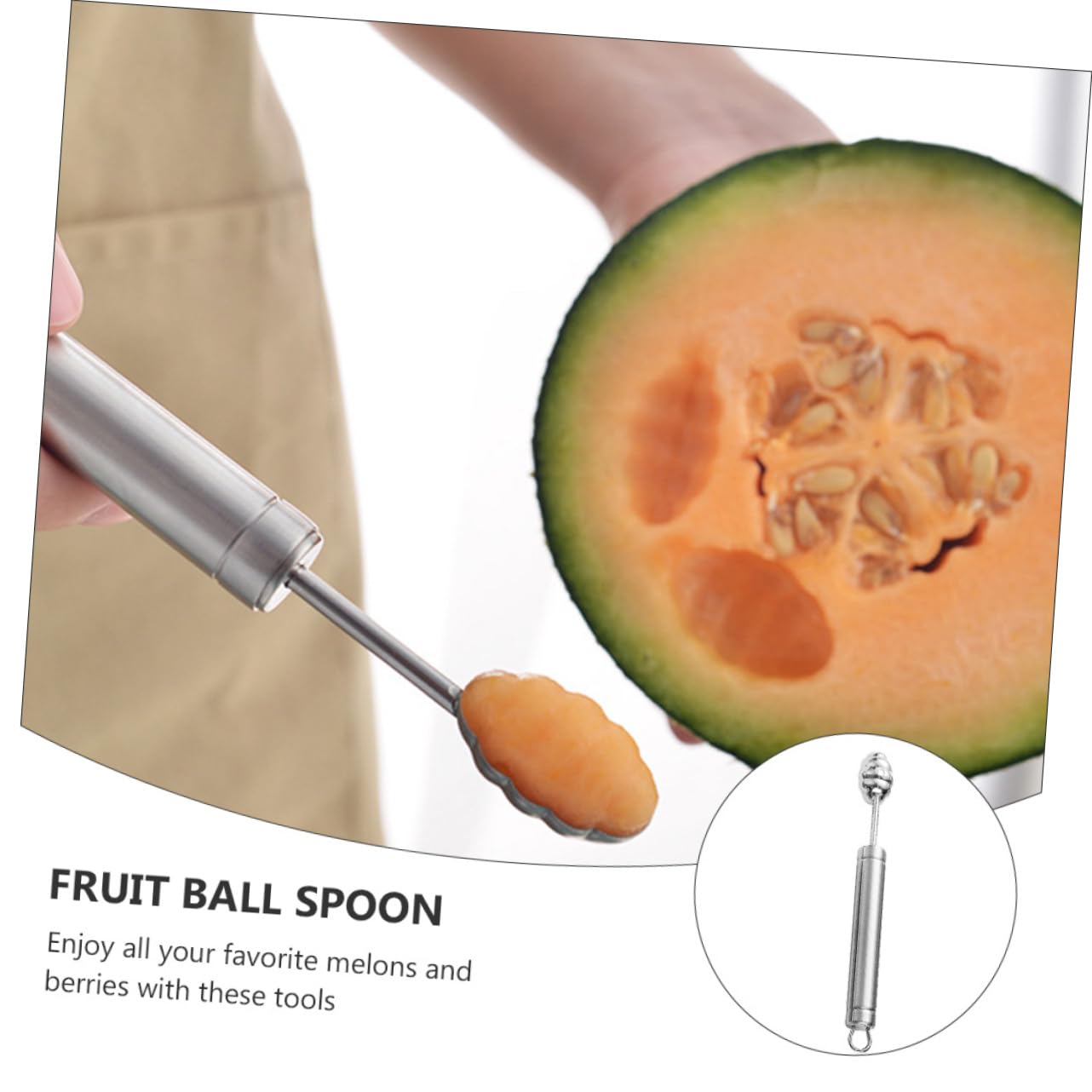 Juego de Sacabolas Diseño Seguro 4 Piezas de Acero Inoxidable de Melón y Forma Atractiva para Frutas y Cocina