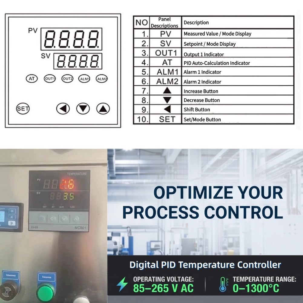 Digitaler Temperaturregler, MC901 PID-Temperaturregler K Typ PT100 Sensoreingangsrelais SSR-Ausgang für Selbstgebräu, Aquarium-Heizung