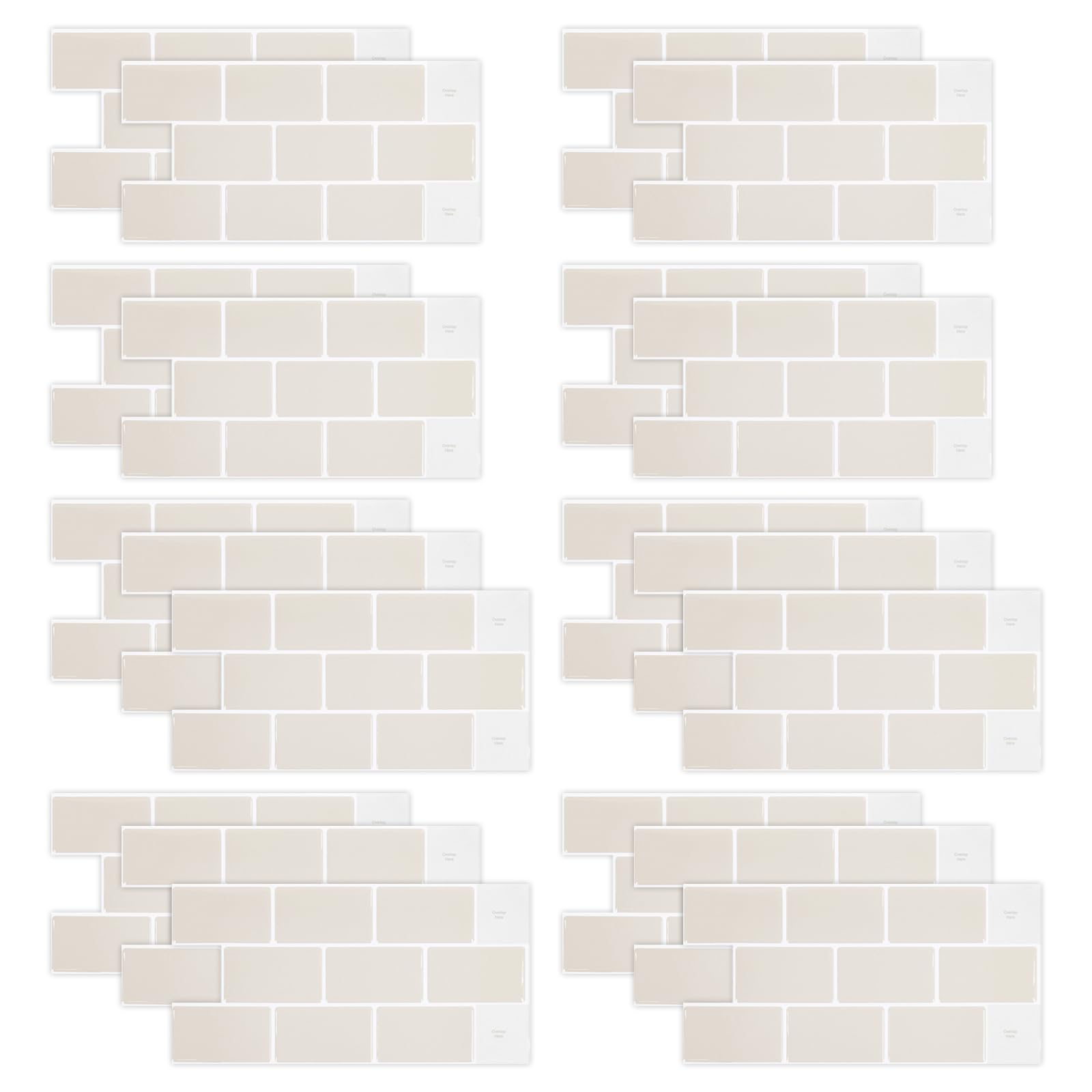 20 Pièces Carrelage Adhesif Mural Cuisine, Carreaux Adhesif Cuisine 30,5x 15,3cm Sticker Carrelage Beige pour Cuisine, Salle de Bain, le Mur, Auto-Adhésif