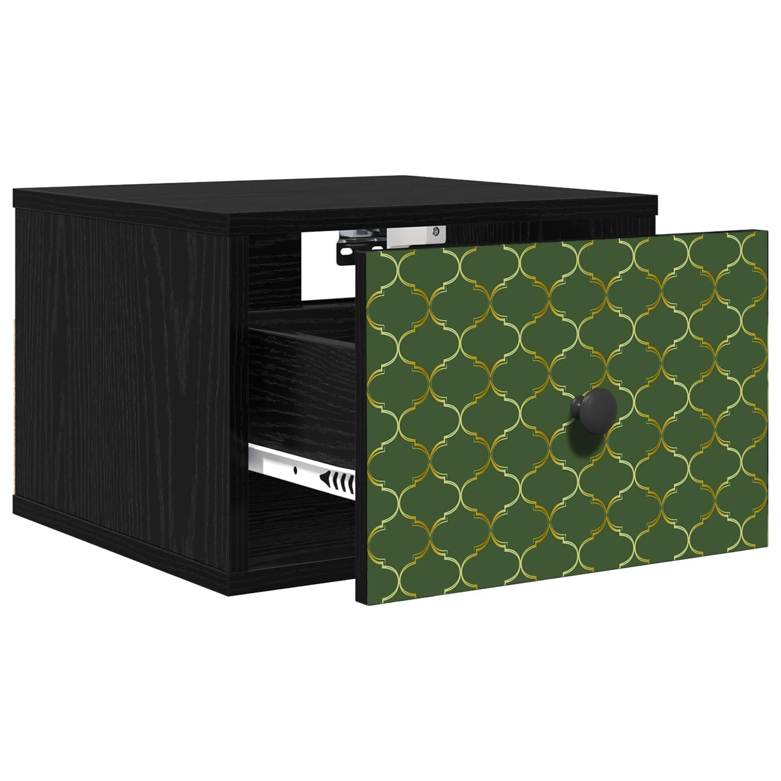 2er Set Wandnachttisch GELEEN Schwarz Eichen-Optik 36x33x25 cm