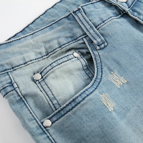 Men's Designer Solid Straight Skinny Jean Distressed Comfort Flex Waist Pants Ripped Regular Fit Stretch Jeans3