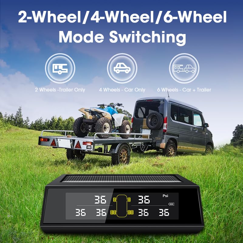 Tpms Più modelli di auto Allarme for auto solare Schermo del sistema di monitoraggio della pressione dei pneumatici e 5.5 sensori esterni a 6 pneumatici ad alta impermeabilità Pressione Pneumatici