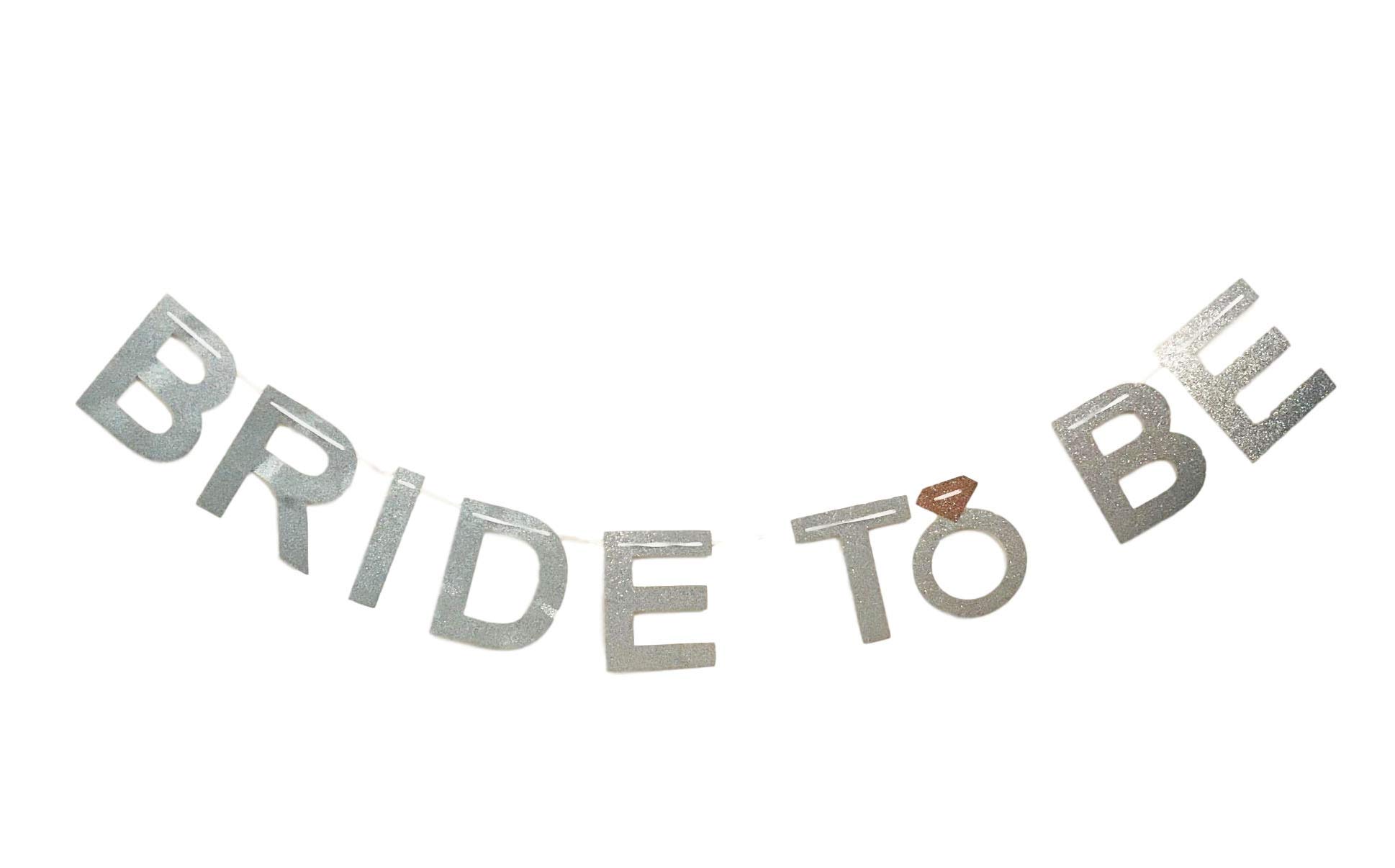 Syntego Silver Bride To Be Glitter Banner With Rose Gold Diamond Ring Weddings, Hen Parties, Bridal Showers