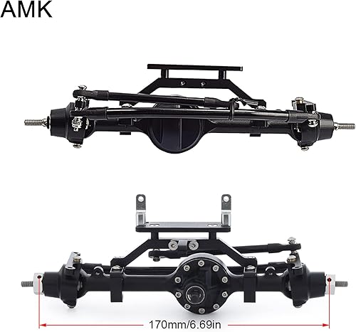 Miniatura 13 de AMK Aleación de aluminio CNC eje trasero completo para 1/10 RC Crawler RC4WD Ge-Lande II TF2 D110 Yo-ta II Ejes (negro) Eje trasero,Eje