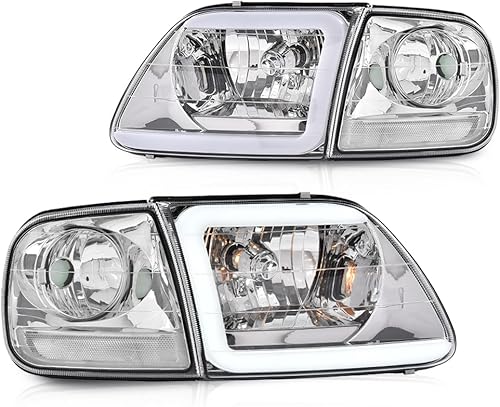 Juego de faros LED DRL estilo relámpago y luces de estacionamiento de esquina compatibles con F150 Expedition 1997-2002Ford F150 1998-2004Ford F250