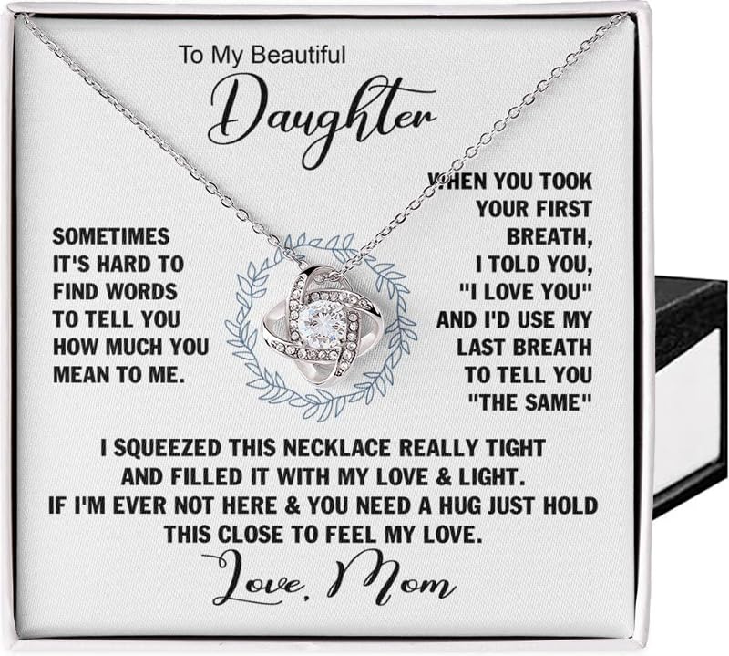 SHINEDORA Daughter Necklace - Gifts From Dad, Mother, Father - To My Daughter Message Card & Box