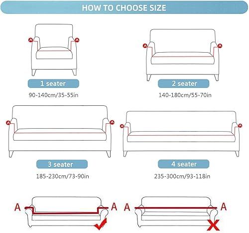 Miniatura 10 de Funda de sofá de alta elasticidad para sofá de 3 cojines, funda de sofá estampada de poliéster y elastano, protector de muebles para sala de estar,