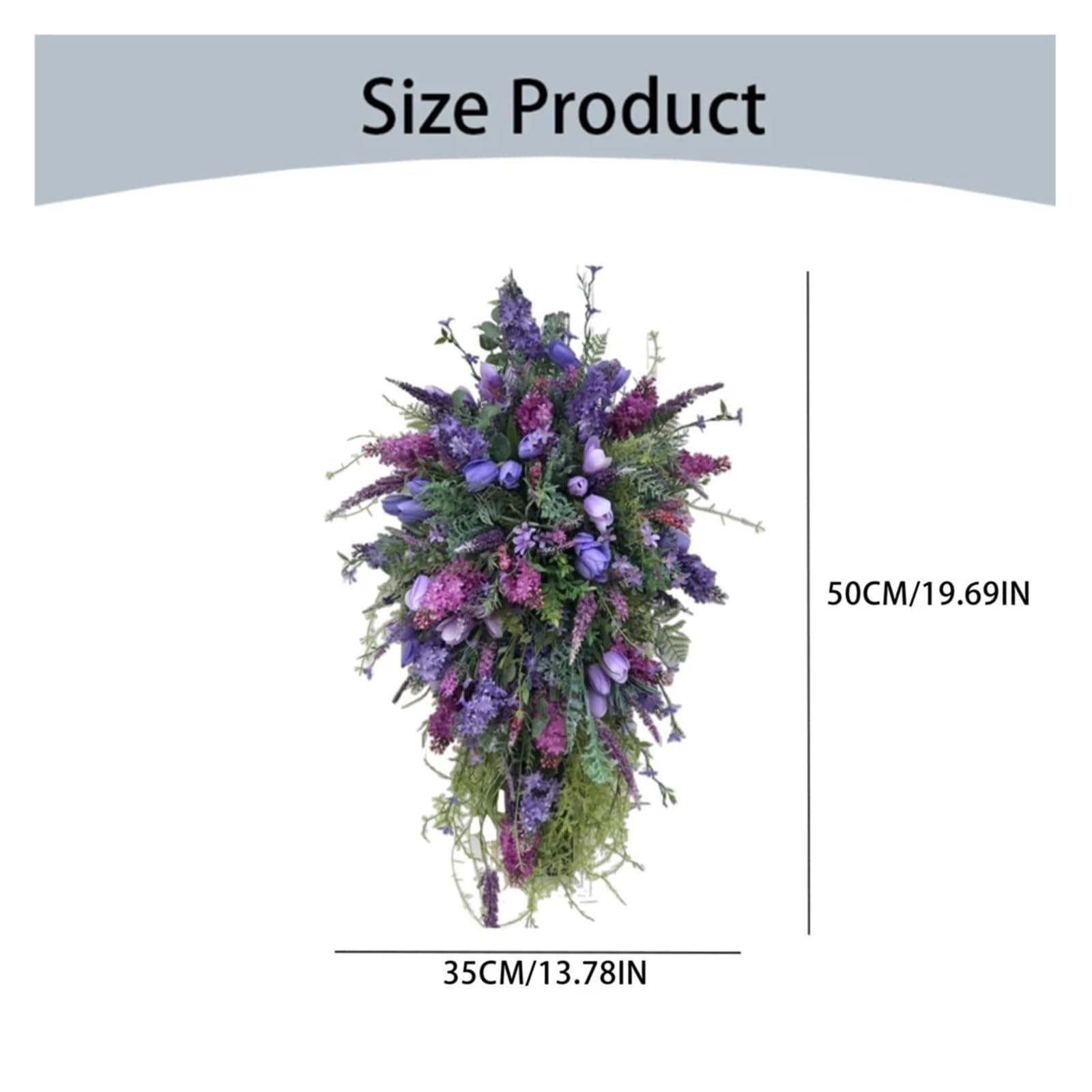 Corona De Flores De Primavera Guirnalda de hortensias Artificiales 40cm, Guirnalda for el hogar, Puerta Delantera, botín Lavanda Primavera, Fondo Pared, Corona decoración navideña