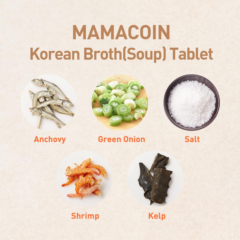 TOJONGHERB mama coin soup base tablet/Korean seafood broth tablet/ 4.03oz / 0.14oz X 30Tablets/ Seafood vegetable stock/anchovies