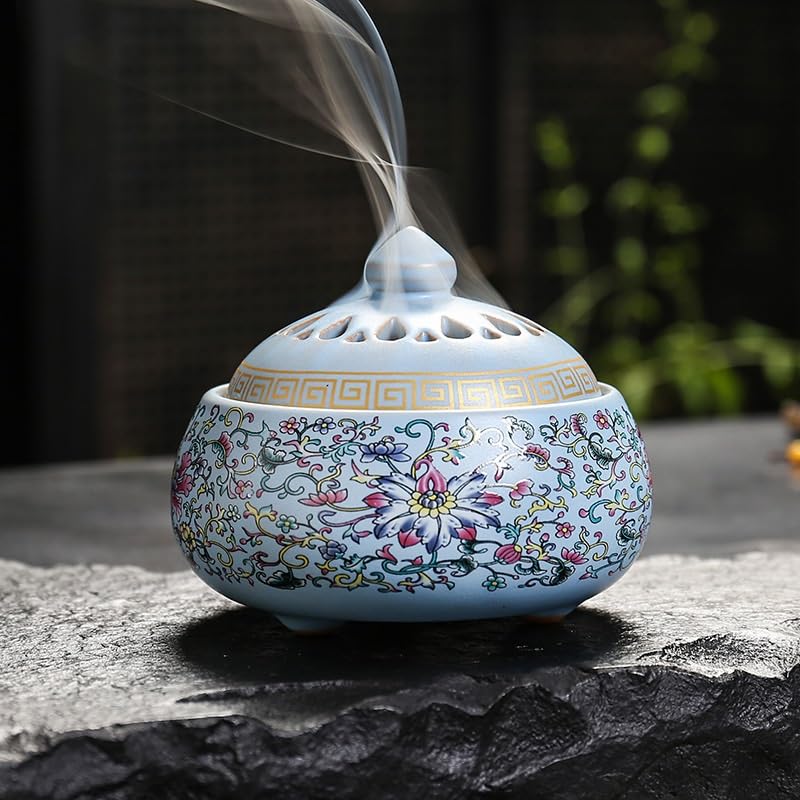 Bruciatore di incenso Bruciatore di incenso Incensiere for aromaterapia in legno di agar in ceramica for interni domestici(A)