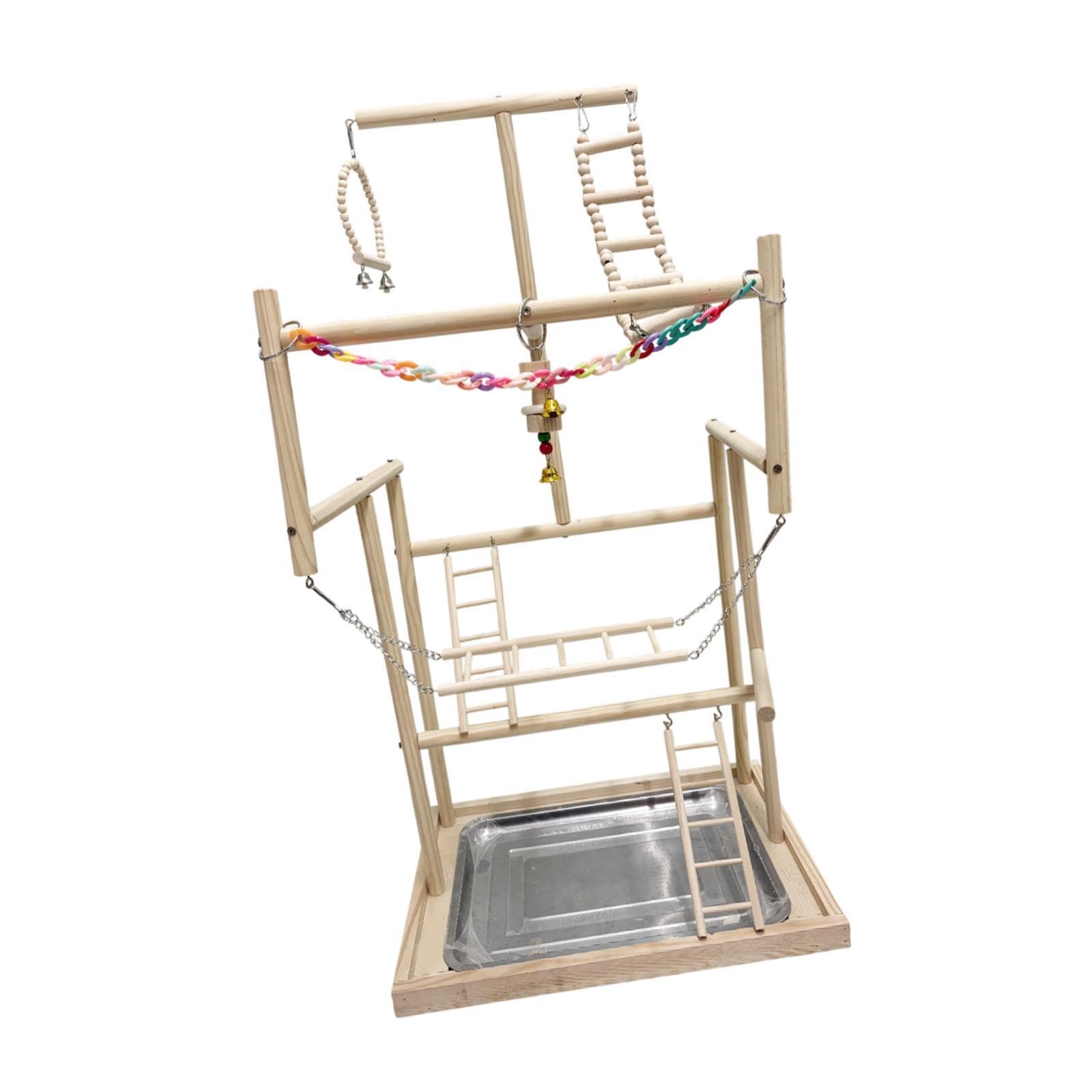 KESOTO Parque Infantil para Pájaros Y Loros, Perca de Madera, Parque Infantil para Gimnasio, Puesto de Juegos para Periquitos Pequeños, 18.9x13.19x37.2inch