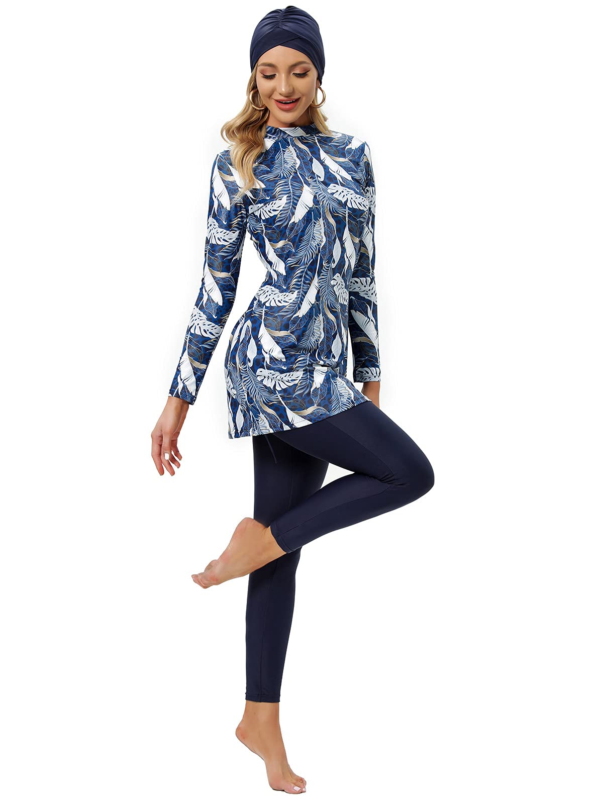 Modest Maillot de Bain Femme Semi Musulman Short Maillots de Bain Surf Maillot Burkini