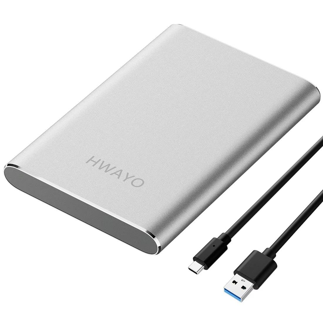 HWAYO Disque dur externe portable de 1,5 To, USB 3.1 Gen 1 Type C Ultra fin 2,5 '' HDD de stockage compatible avec PC, ordinateur de bureau, ordinateur portable, Mac, Xbox One (argent)
