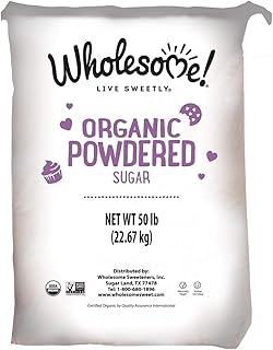 Wholesome Fair Trade Organic Powdered Sugar, Naturally Flavored Real Sugar, Non GMO & Gluten Free, 50 Pound (Pack of 1)