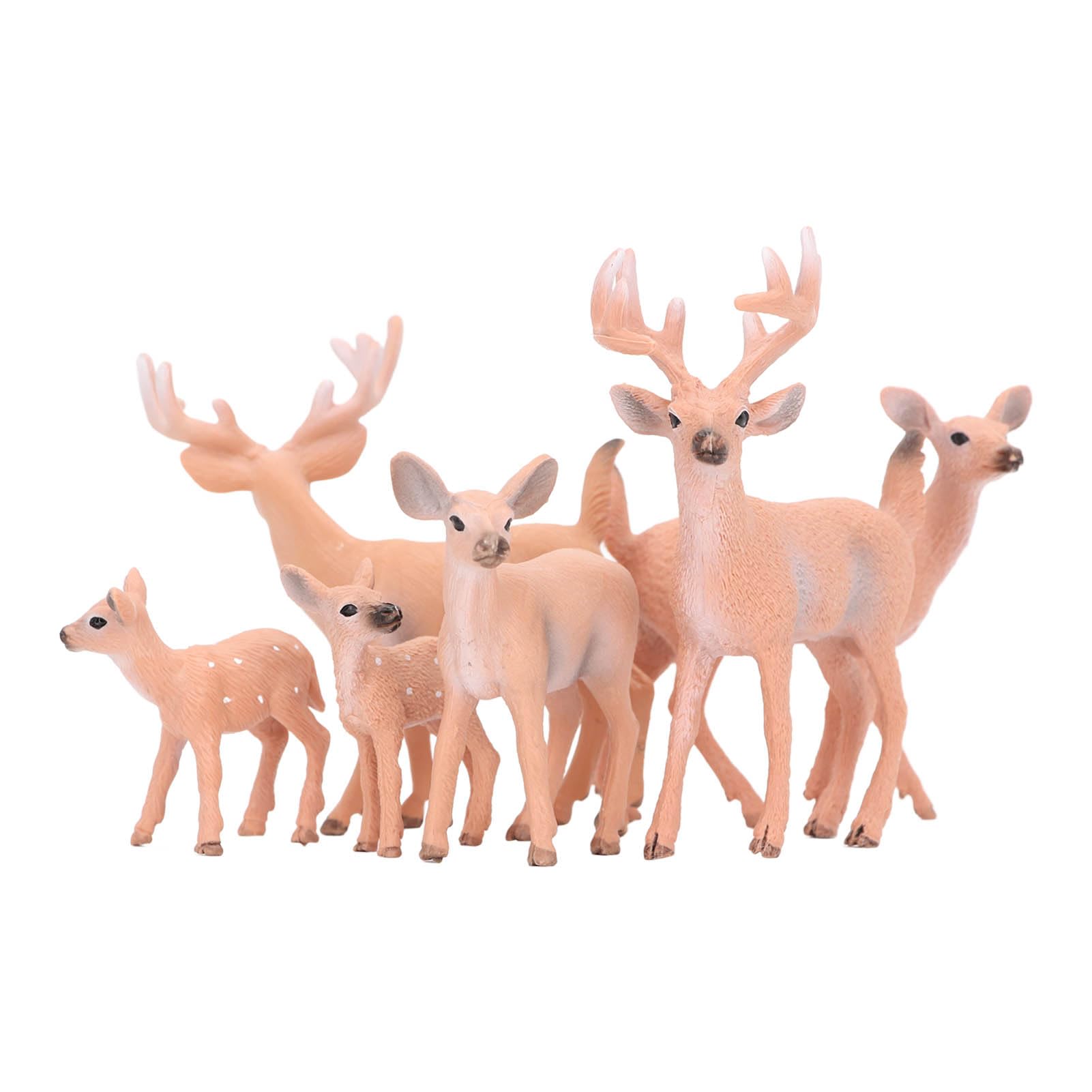 Jelquix 6 Pack Deer Figurines Toy, Christmas Scene Decoration Cake Topper, Cognitive Toys for Kids
