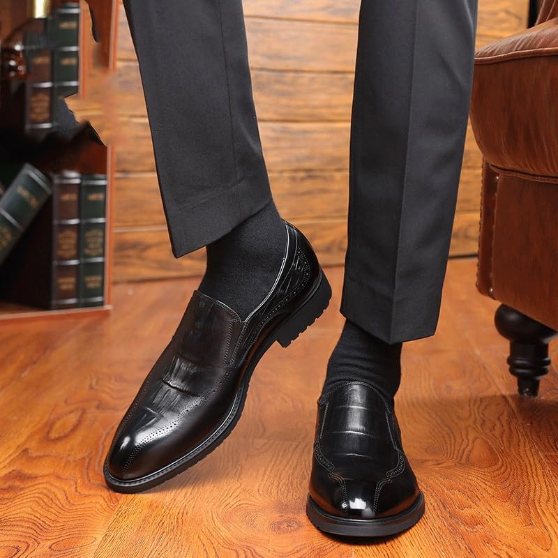 Mens Dress Oxford Shoes Office Tuxedo Business Prom Wedding Non Slip Block Heel Anti-Slip Slip Resistant Casual Slip-on Round Toe Luxury Leather2