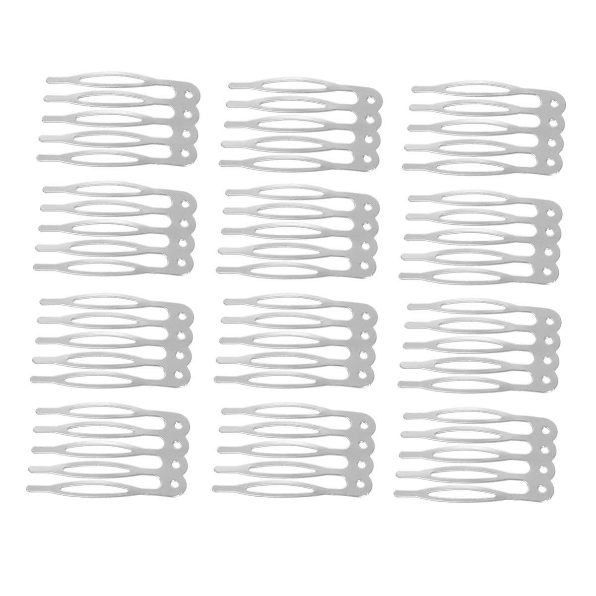 Lurrose 50pcs hair combs metal wedding veil hair combs pins clips for craft DIY hair bows jewellery making (golden)