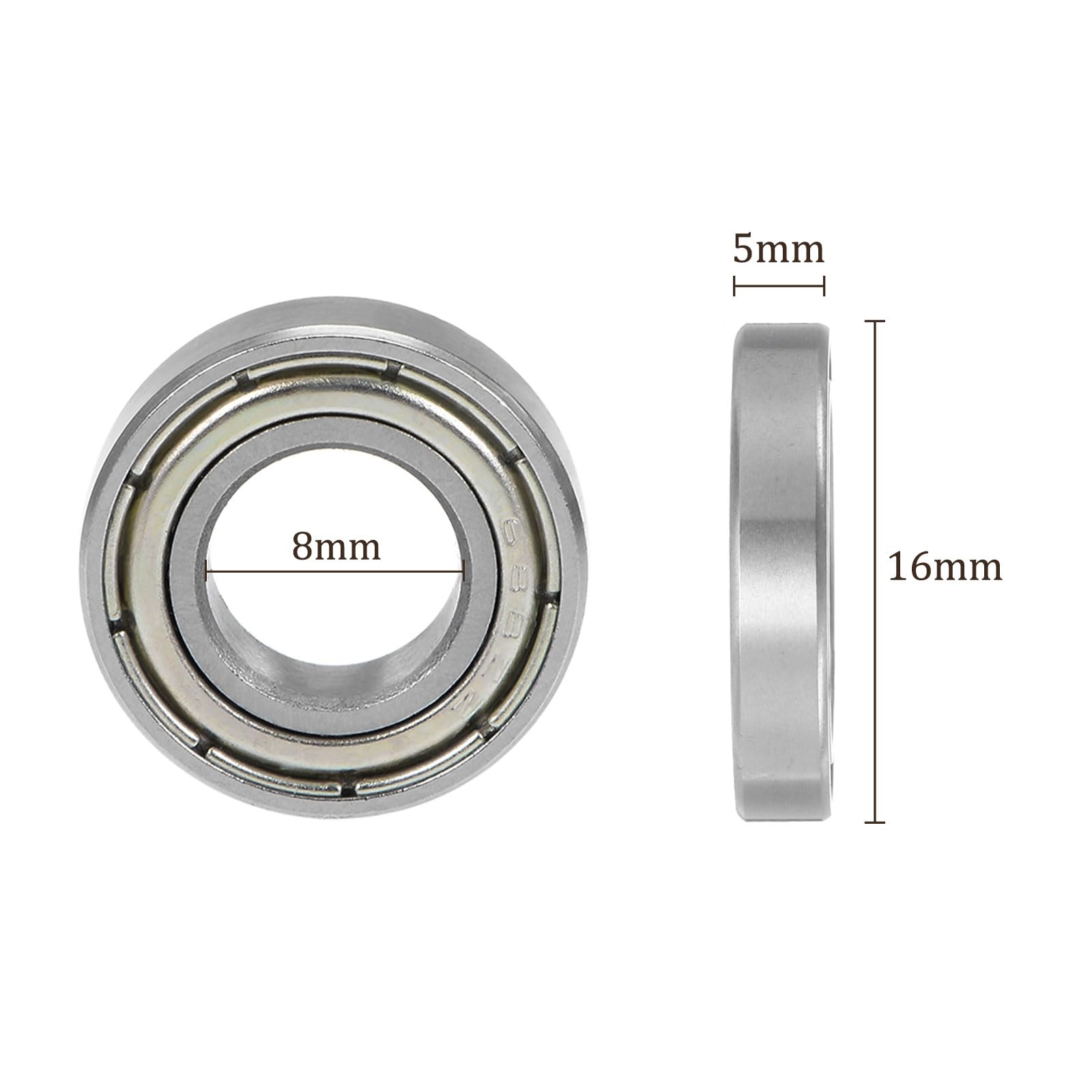 2x 688ZZ Rillenkugellager – 8x16x5 Mm, Chromstahl, Doppelt Abgeschirmt, Geräuscharm, Für Motoren & Industriegeräte