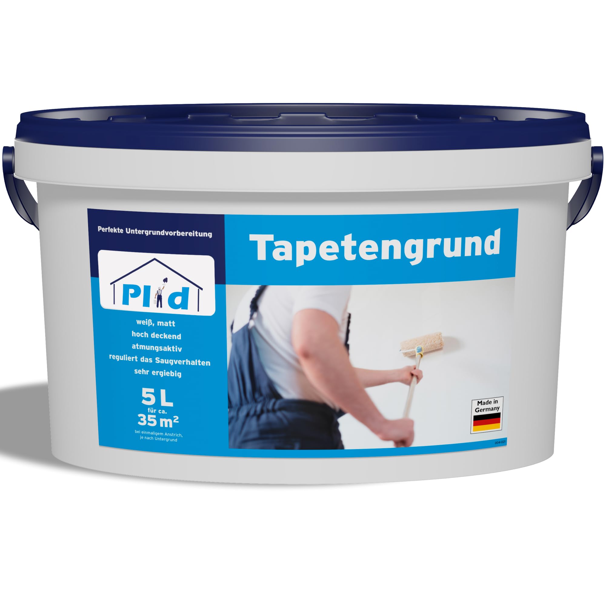 plid® Fondo per Carta da Parati Bianco Opaco [5L] - Preparazione ideale del supporto prima della tappezzeria - Primer adesivo e fissativo per pareti e carta da parati - Made in Germany