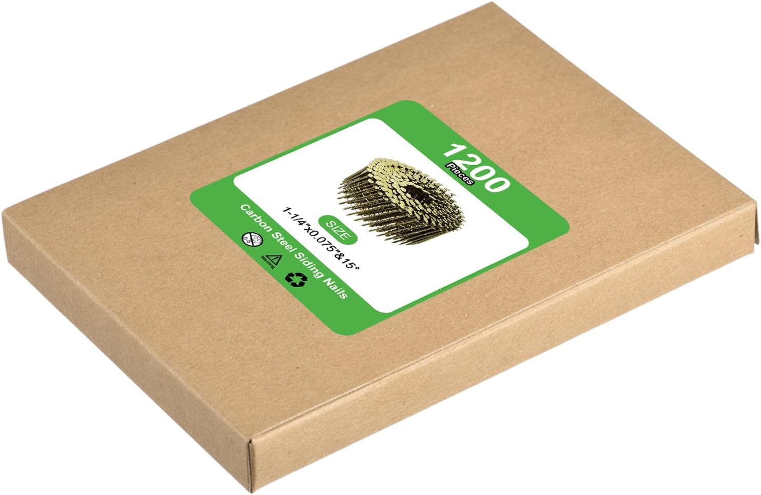 uxcell 1200 Count Siding Nails 1-1/4" x 0.075" 15-Degree Ring Shank Full Round Head Collated Wire Coil for Lath and Sheathing Materials
