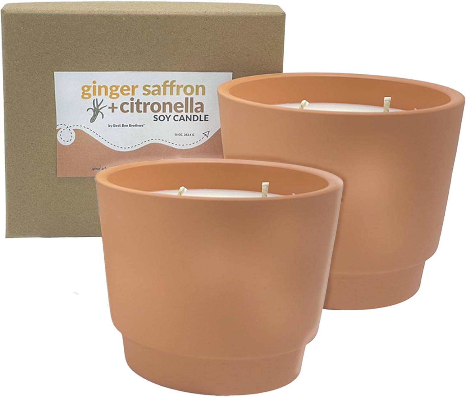 Best Bee Brothers, Citronella Soy Candle – Hand-Poured, Ginger + Saffron, Citronella, 10 oz 2-Pack