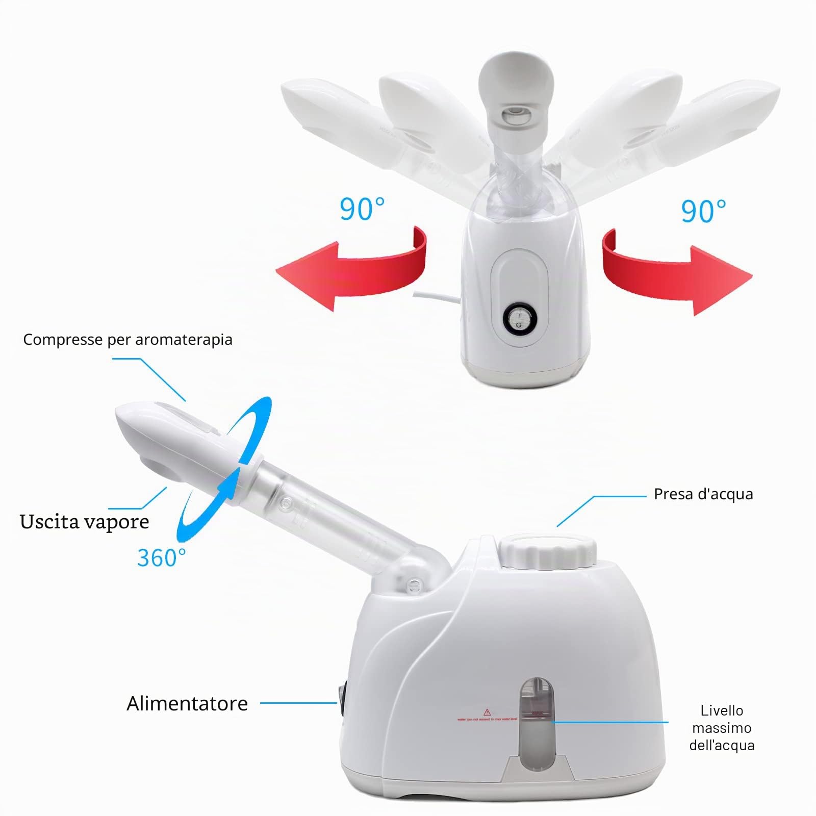Steamer viso con braccio allungato sauna facciale a vapore correttamente, per spa, seni, idratante, salone di casa, asciugamano