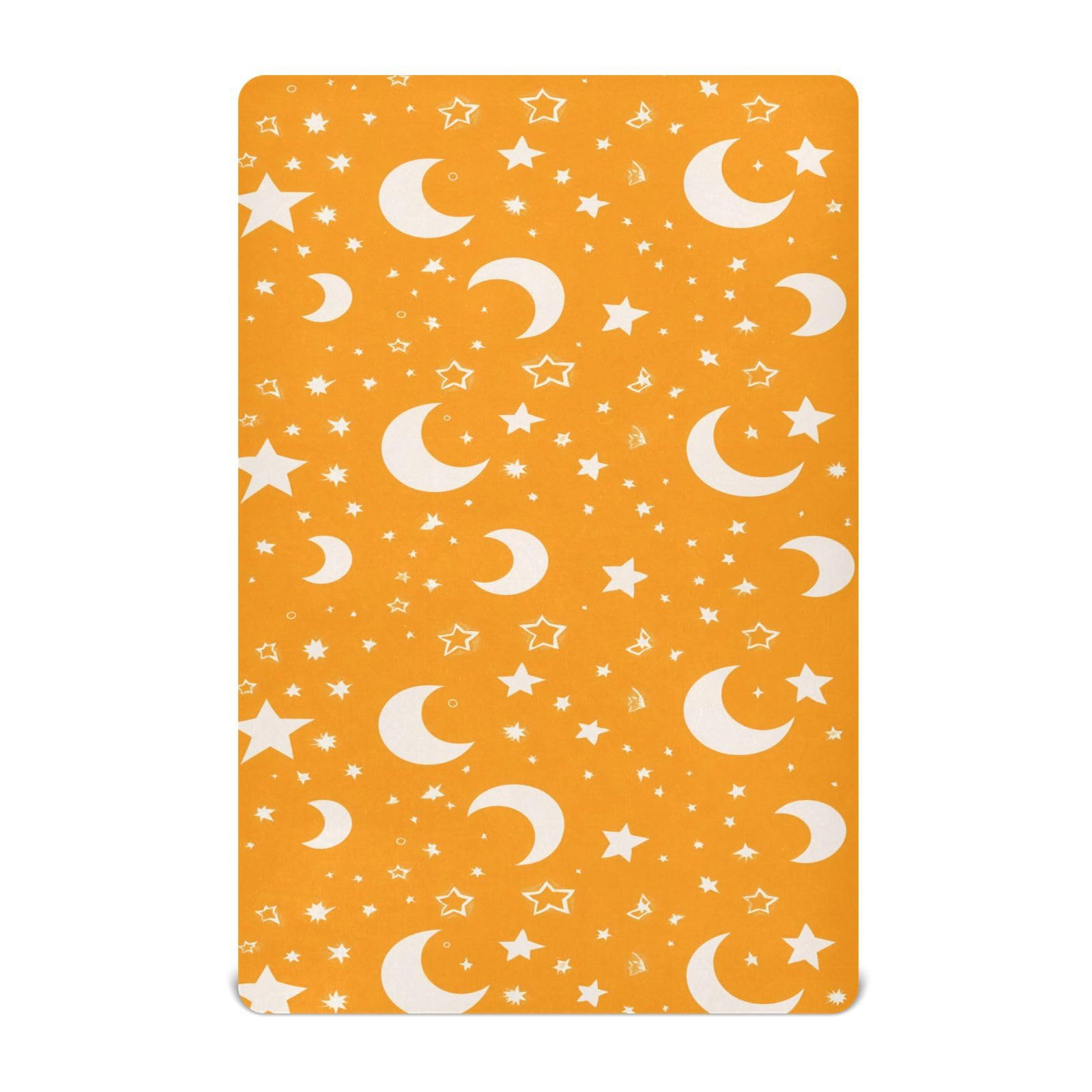 Crib Sheet Breathable Soft Crib Mattress Sheet for Baby Toddler Boys Girls Fitted Pack n Play Crib Sheet Fit Standard Crib Mattress 39 x 27 Inch Orange Crescent Sun Stars